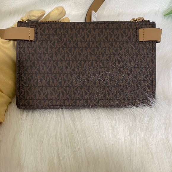 Michael Kors Mk Signature Sleek Fanny Pack Belt Wallet Waist Bag Chocolate - Picture 4 of 13